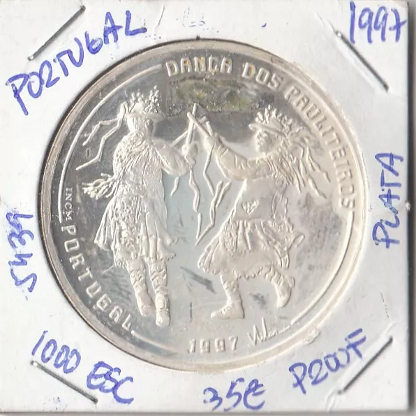 E5439 Moneda Portugal 1000 Escudos 1997 Plata Proof 35