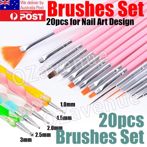 20pcs Nail Art Design Brushes Set Dotting Painting Drawing Pen Tools Kit AUS