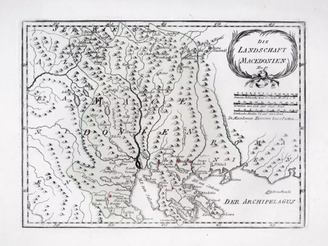 Greece Griechenland Macedonia Thessaloniki Reilly map Karte engraving 1790