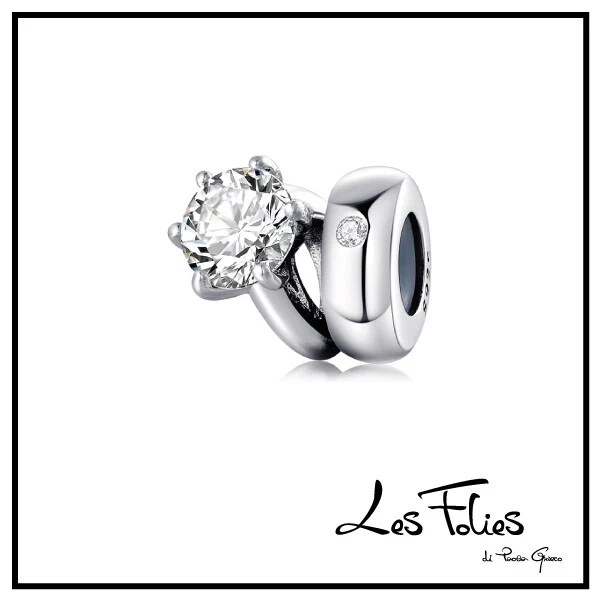 Charm anello solitario punto luce in argento 925 - Les Folies (Modello Pandora)