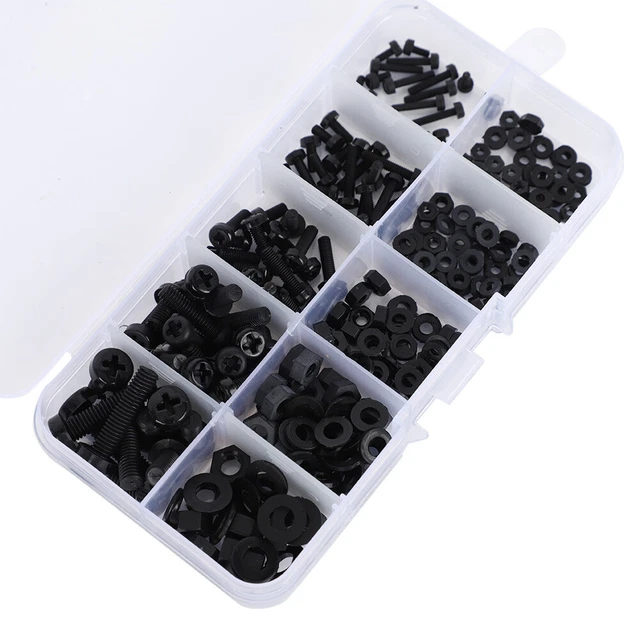 Hotusi M2 M2.5 M3 M4 M5 (Total 270pcs) Nylon Screw/Nut/Washer Assortment Kit Come With Plastic - View #3