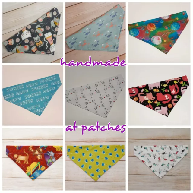 Cat Bandana Handmade Slide on to Collar Bandanna Small Dog Pet Cats Friend Gift