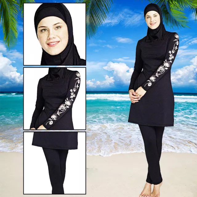 AlHamra AL7551 Full Cover Modest Swimsuit Ladies Swimwear (UK8-14) Black &  Navy