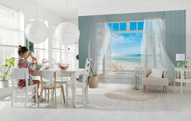 Giant size wall mural photo wallpapers MALIBU  Sea view from beach house Holiday