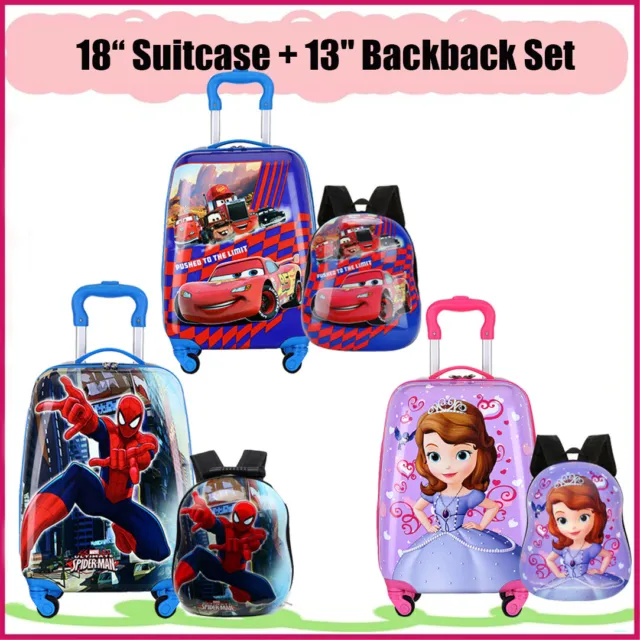 2PC Kids Luggage Set 18"Suitcase & 13"Kids Backpack Travel Carry On Bag Gift