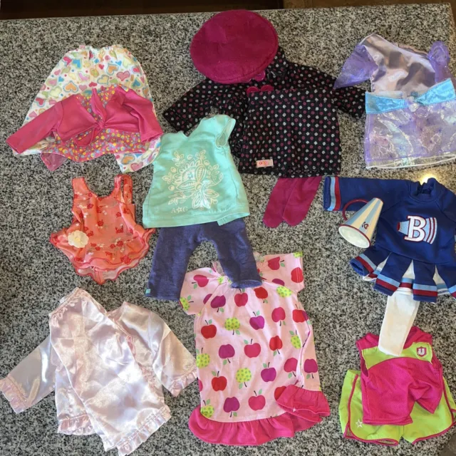 19 Piece Lot American girl clothes Pajamas  cheerleading bathing suit Dress