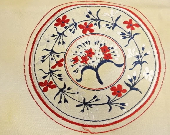 6125790: Japanese Kimono / Antique Nagoya Obi / Woven Roundel With Flower