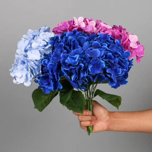 10 Teste Di Ortensie Artificiali In Seta Flojery - Grandi 17,8 Cm, Con Steli Regolabili Per Decorazioni (Avorio) - 2