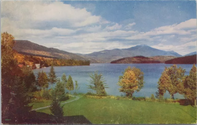 New York~View From Inn~Lake Placid~Whiteface Mt In Background~Vintage Postcard