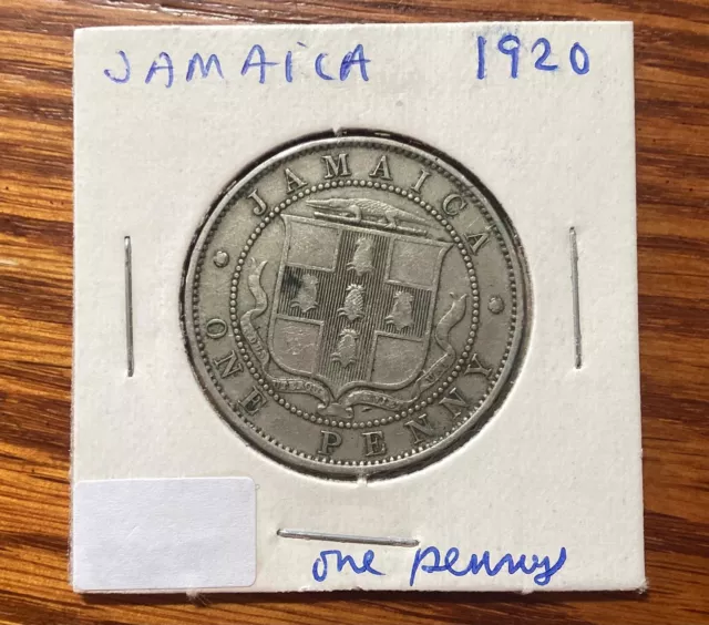 Jamaica 1920 George V 1 Penny Coin (XF)