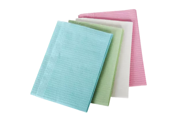 MEDICOM SafeBasics Dry-Back 2+1 Ply Disposable Dental Bibs, 13"x18", Case of 500