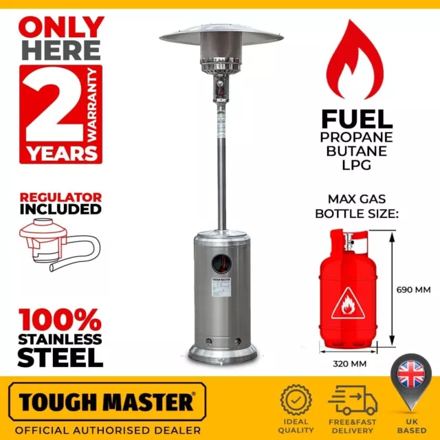 Patio Gas Heater 13kW Freestanding Stainless Steel Outdoor Garden Mushroom Style