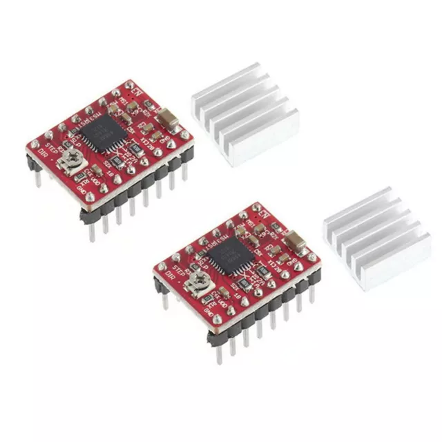 2Pcs A4988 Stepper Motor Driver + Self-adhensive Heatsink for Reprap Prusa RED