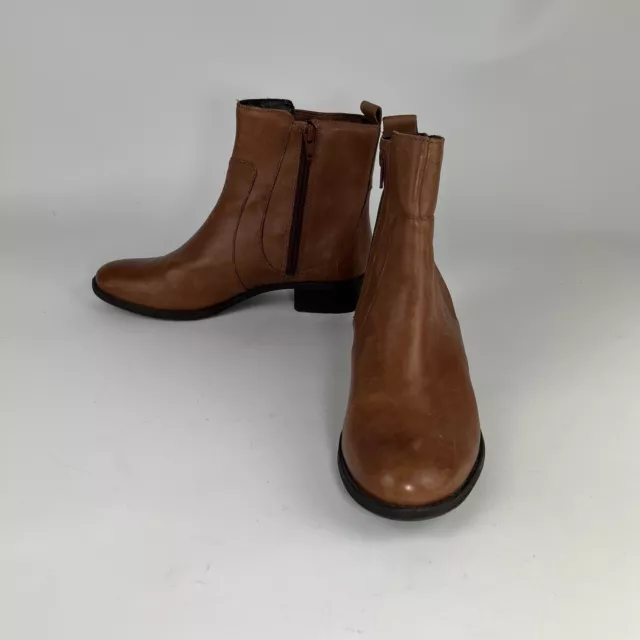 Hush Puppies Leather Ankle Boots Womens US 8.5 EU 40 Brown Medium Moyen Block