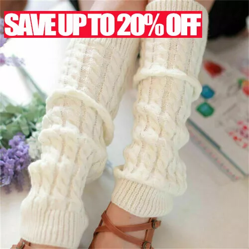 Ladies Winter Warm Leg Warmers Cable Knit Women Knitted Socks Leggings Crochets