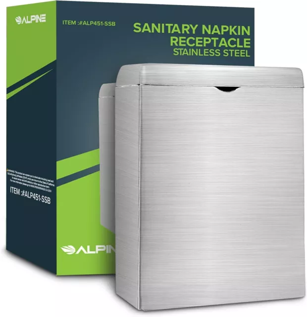 Alpine Sanitary Napkin Receptacle – Wall Mounted Tampon Holder for Bathroom