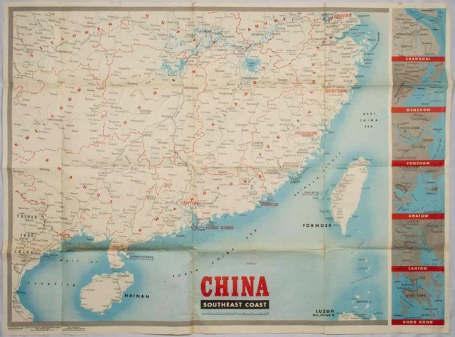 CHINA WORLD WAR II MAP / China Southeast Coast Newsmap 1944