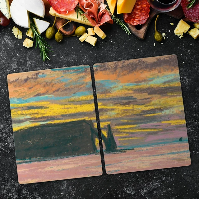 Cuisine planche à découper en verre Coucher de soleil à Etretat Monet 2x40x52