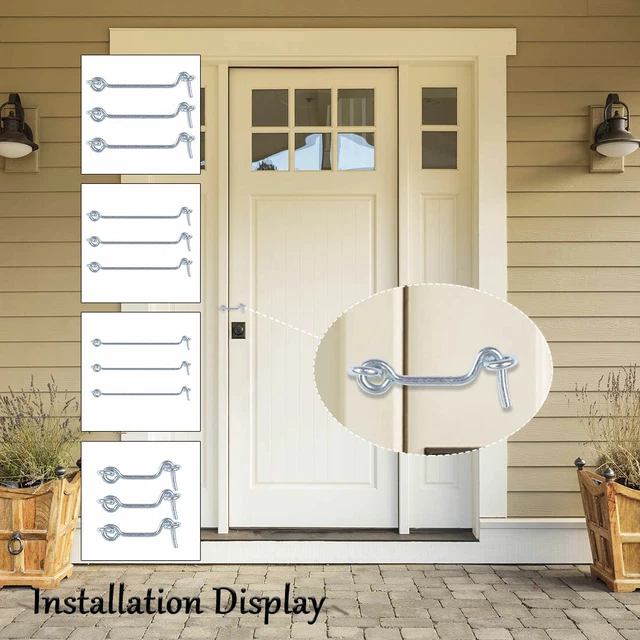Cabin Hooks Eye Latch Privacy Hook w Screws for Window Slide Barn Door 3pcs
