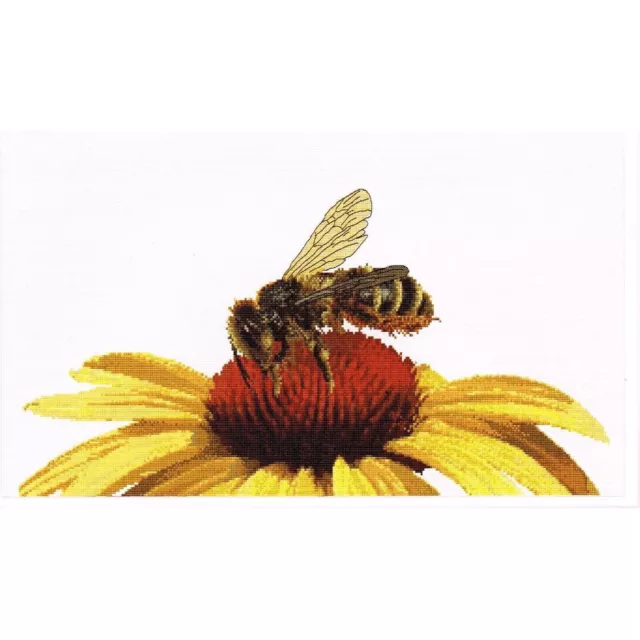 Cross-stitch kit thea gouverneur Bee On Echinacea Yellow 585A 45x21cm