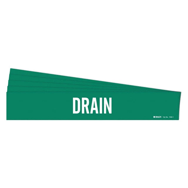 BRADY 7090-1-PK Pipe Marker,Adhesive,White,Drain,PK5