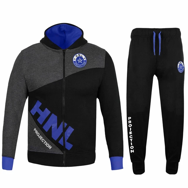 Kids Boys Girls Unisex Tracksuit Royal Blue HNL Zipped Hoodie & Bottom Joggers