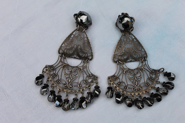 Boucles D'oreilles Vintage JL BLIN Clips Bleus - Créateur Français - Occasion