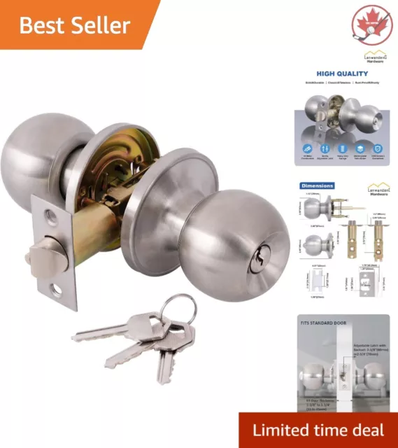 Heavy-Duty Entry Door Knobs with Lock and Keys - Easy Install, Keyed Entry