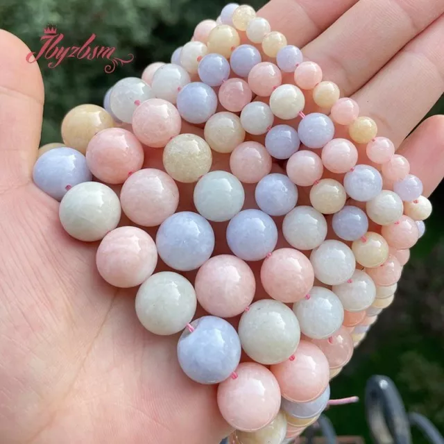 Jades Morgan Stone Beads -6-14MM Round Smooth Stone DIY Necklace Bracelet Making