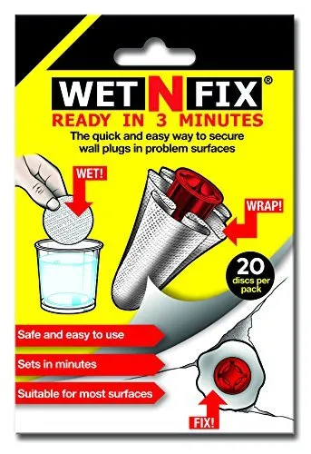 WETNFIX (20 Discs) - Fixing Wall Anchors Fast! Ideal for Loose Wall fixtures