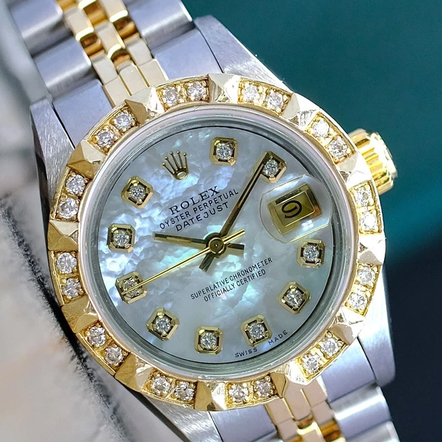 rolex ladies datejust two tone diamond bezel