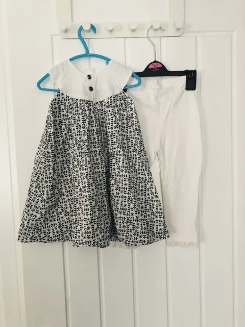 M&S baby girl monochrome outfit (tunic/dress & leggings) age 18-24m (1.5-2y)