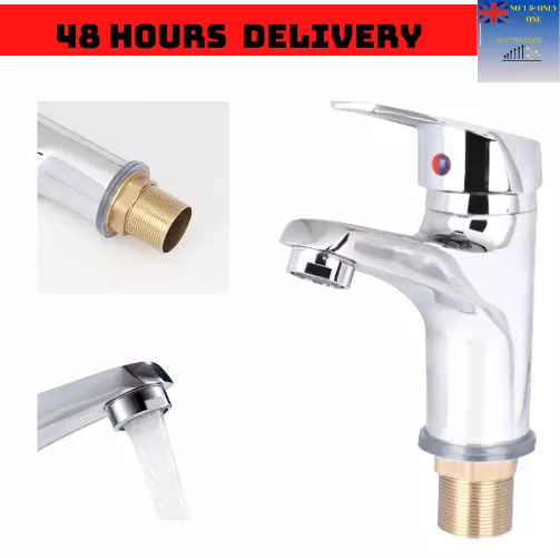 Modern Bathroom Taps Basin Sink Mono Mixer Chrome Cloakroom Tap with 2 Hoses UK
