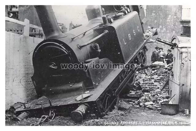 rp14061 - LBSC Railway Engine accident at Littlehampton 1920 - print 6x4