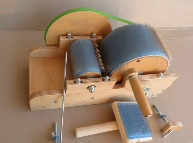 Mini cuidador de tambor de madera para tarjetas de peinado de fibra de lana placa de mezcla - 72 TPI