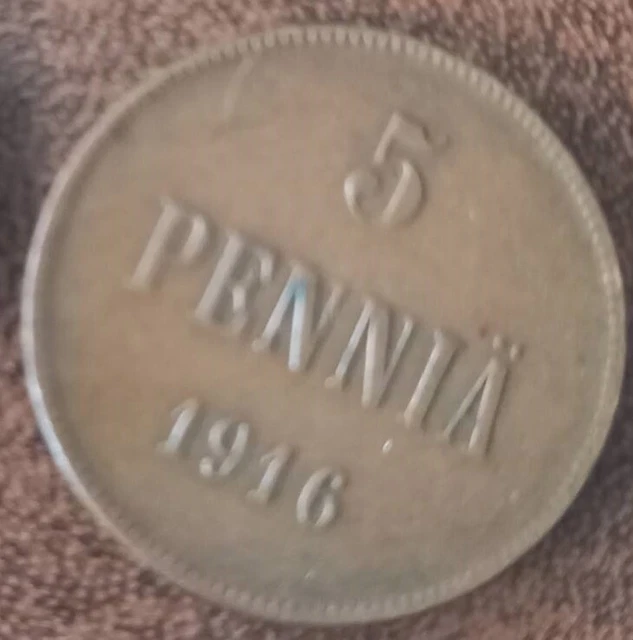 5 Penniä - Nikolai II - Finland, 1916.