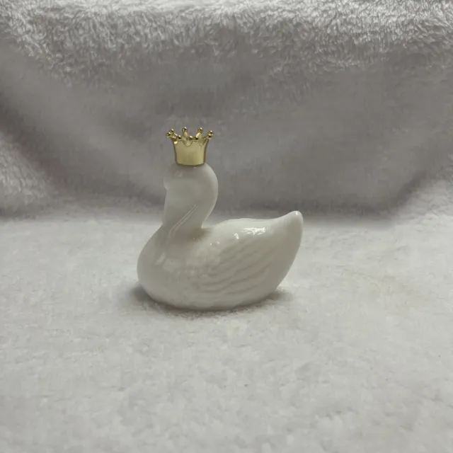 Vintage Avon Royal White Milk Glass Swan Wearing Gold Crown Empty Collectable