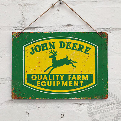 John Deere Farm Equipment Replica Vintage Metal Wall Sign Retro Tractor Gift