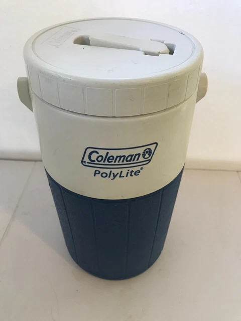 Vintage Coleman Polylite 1/2 Gallon Water Cooler Jug #5590 Blue & White