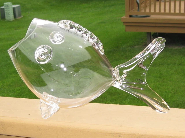 FISH BOWL VASE TERRARIUM CLEAR HAND BLOWN BLENKO STYLE  ART GLASS 8" Tall