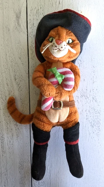 Ty Beanie Baby PUSS IN BOOTS the Cat w/ Candy Cane (Shrek - DVD Exclusive)