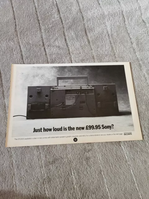 Tpgm17 Advert 5X8 Sony Cfs3000 - Detatchable Speakers. Graphic Equalizer