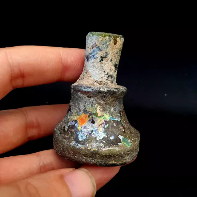 Ancient Roman Glass Iridescent Medicine or Fragrance Glass Bottle