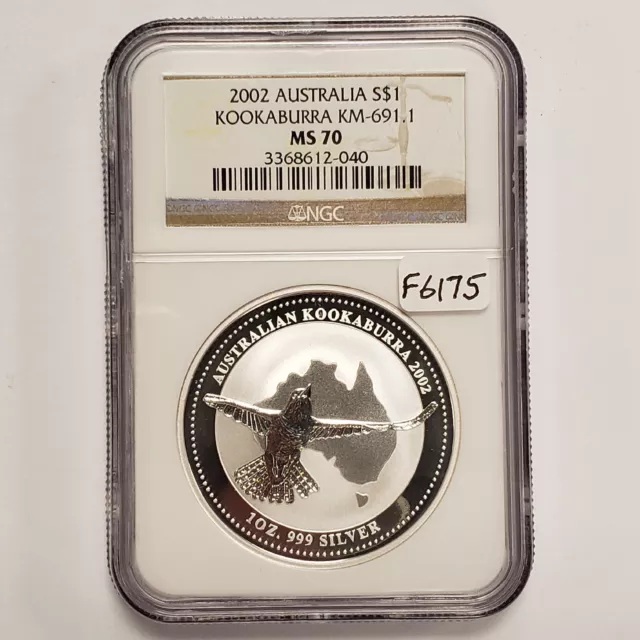 2002 $1 Australia Kookaburra - PQ - ANACS MS 70 - KM691.1 - SKU-F6175