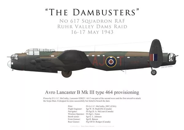 Print Avro Lancaster, F/L McCarthy, No 617 Sqn, Operation Chastise (by G.Marie)