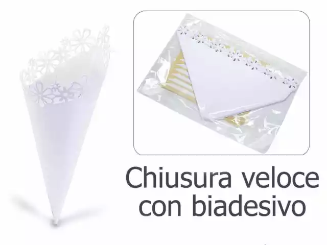 CONO PORTA RISO e confetti in carta color BIANCO e pizzo 50 EUR 15,00 -  PicClick IT