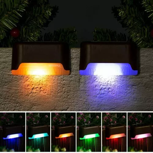 Set of 4 Solar LED Deck Lights Path Garden Pathway Patio Stairs Step Fence Lamp