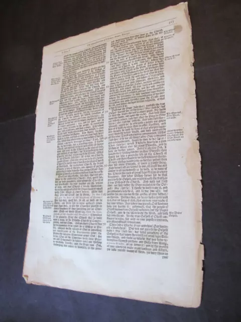 1641-Foxe's Book of Martyrs-Random Leaf   of Events During Reign of Henry 8th.