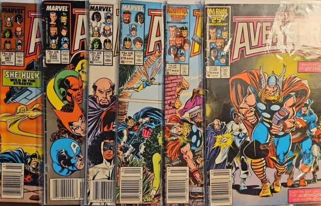 The Avengers #276, 277, 278, 279, 280, 281 6 Lot Low Grade