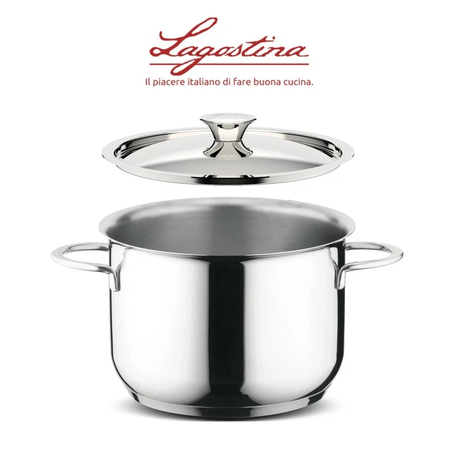 MICHELANGELO Set di padelle in acciaio inox con manico rimovibile, base tripla, compatibile con induzione, 20,3 cm, 24,1 cm e 28 cm